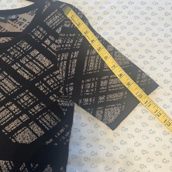 Nina Leonard Black and Tan Plaid Women's Knit Small Dress - Picture 5 of 8